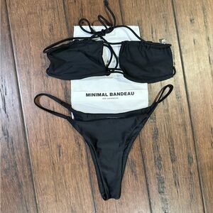 Ark Swimwear Black Minimal Bandeau Bikini Set New